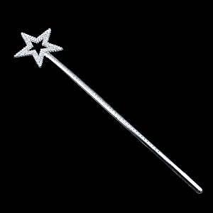 AKOAK Star Wand 13 Inches Silver Fairy Princess Angel Wand Luxury Party Wand