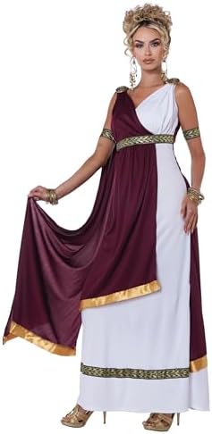 Glamour Empress in Poly interlock - V Neck Maroon_wraps Gold trim Roman Costs