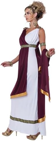 Glamour Empress in Poly interlock - V Neck Maroon_wraps Gold trim Roman Costs