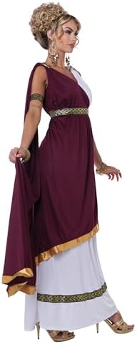 Glamour Empress in Poly interlock - V Neck Maroon_wraps Gold trim Roman Costs