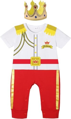 Baby Boy Prince Halloween Costume with Gold Crown