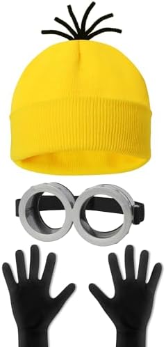 3 Pcs Halloween Costume Accessories Set - Yellow Goggles Gloves for Adults