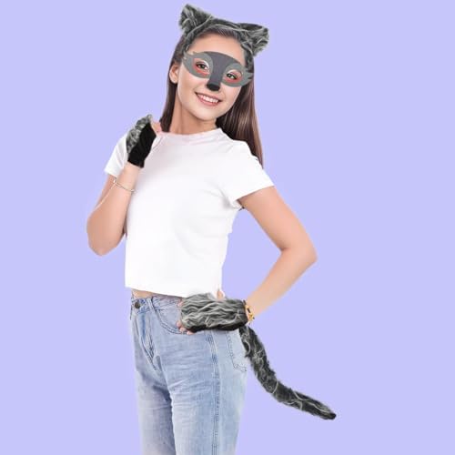 HODRME 5-Piece Wolf Ears and Tail Set