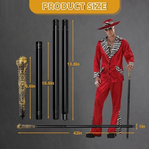 Stunning Pimp Cane - 42 Metal Prop Stick with Antique Gold Handle
