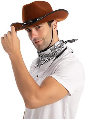 Spooktacular Creations Western Cowboy Hat with 3 Bandanas for Halloween