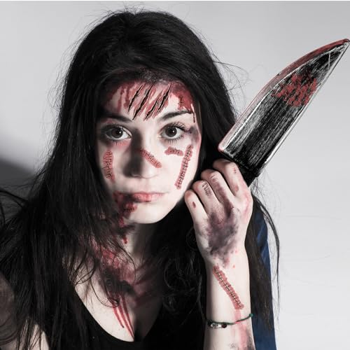 Btanadi Fake Knife Spooky Halloween Cosplay Setup with Fake Blood