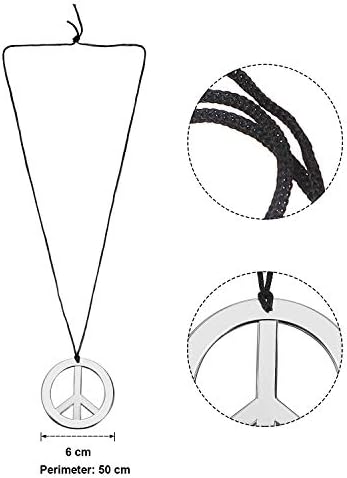 Gejoy Hippie Costume Set Funky Afro Wig Sunglasses Peace Sign Necklace