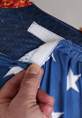 Adult Homelander Costume Mens Blue Uniform Jumpsuit with Flag Cape Eagle Epaulets
