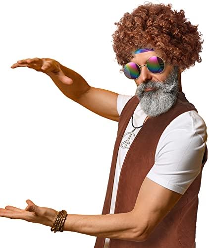 Didaey 5-Piece Hippie Mens Costume Set 60s-70s Themed Party Accessories