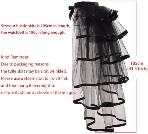 Steampunk Burlesque Bustle Skirt 6-Layer Tie-On Belt Tulle Tutu Over Skirt