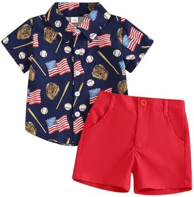 Checkered Baseball Summer T-Shirt 2Pcs for Baby Boys Girls