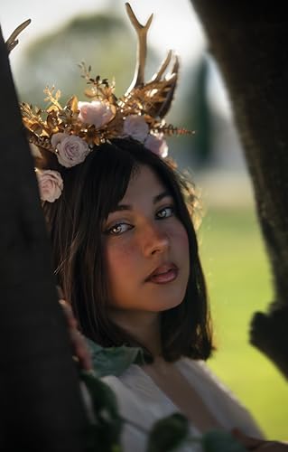 Rebecca Antler Gold Flower Forest Fairy Handmade Handband