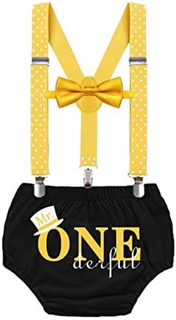 Mr ONE Derful Cake SmashInOutfits for Baby Boys - 3Pcs Party Set