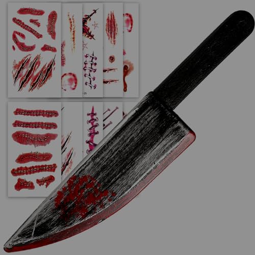 Btanadi Fake Knife Spooky Halloween Cosplay Setup with Fake Blood