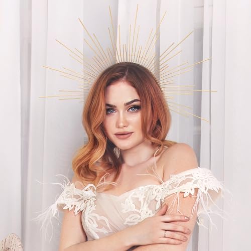 Sun Goddess Halo Crown - Golden Light Renaissance Cosplay Headpiece