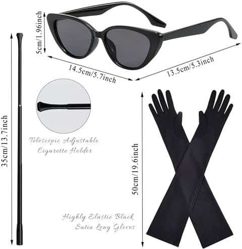 1920s Accessories for Women to the 1920s set includes earringsenderNecklaceSunglassesGlovesCigarette Holder