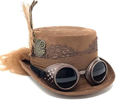 Steampunk Top Hat Mad Scientist Feather Halloween Costume for Women