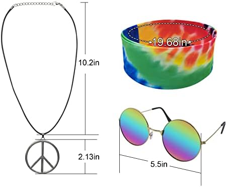 60s and 70s Hippie Costumes Set - Peace Necklace Party Accessories