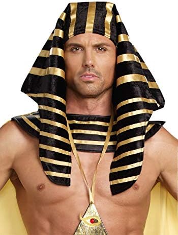 Egyptian Pharaoh Headpiece for Halloween Black Velvet Pharaoh Headdress for Men