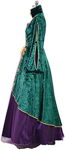 Womens Plus Size Medieval Green Velvet Dress Halloween Witch Costume Robe