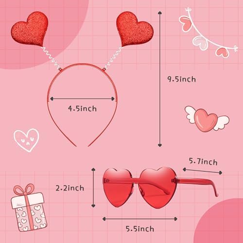 Romantic Valentines Day Headband Glasses Set