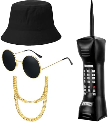 Meekoo 80s90s Hip Hop Costume Set for Men - Rapper Accessories Bundle