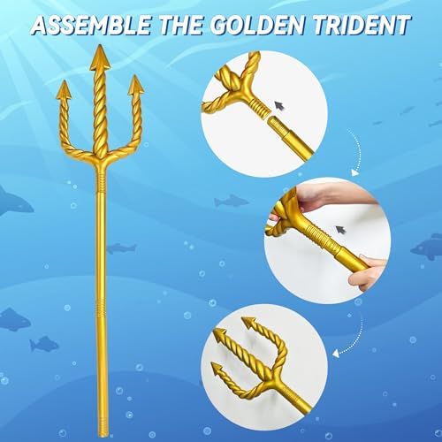 Amlisia 60Inch Gold Trident Plastic Trident King Neptune Costume Accessory
