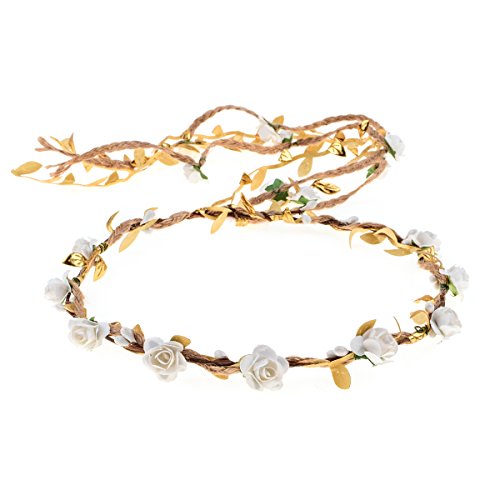 Floral Crown Headband DDazzling Ivory Gold