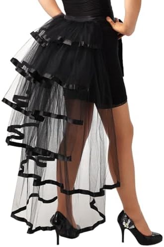 Steampunk Burlesque Bustle Skirt 6-Layer Tie-On Belt Tulle Tutu Over Skirt
