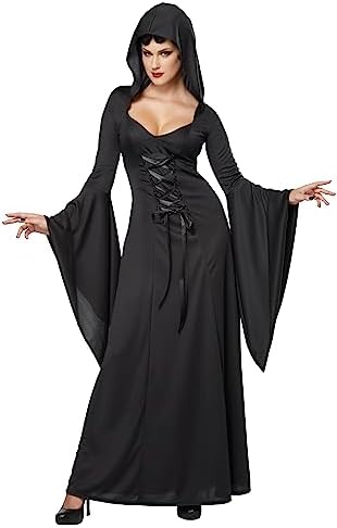 Hooded Black Lace Up Robe Costume Full-Length Lace Front Design
