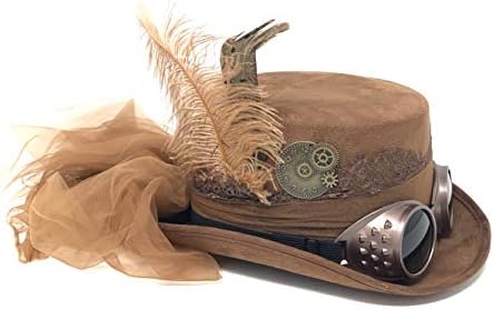 Steampunk Top Hat Mad Scientist Feather Halloween Costume for Women