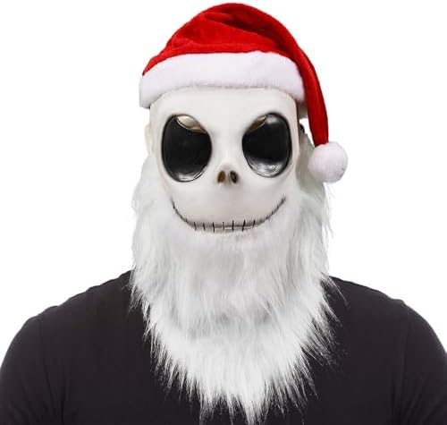 2x Jack Skellington Santa Mask Costume for Adults