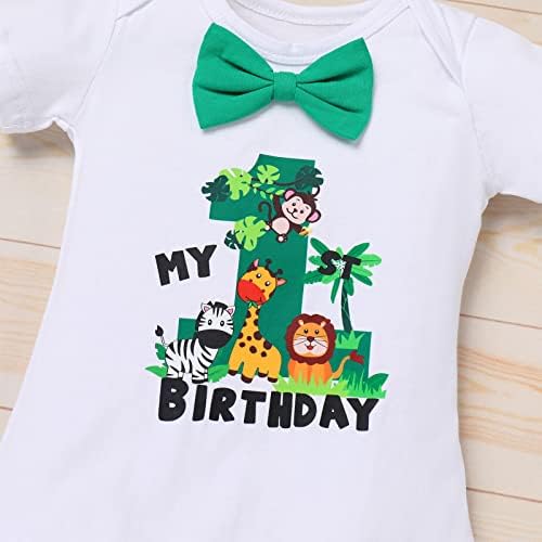 IBTOM CASTLE Baby Boy 1st Birthday Jungle Animal Romper Bloomers Set 3pcs