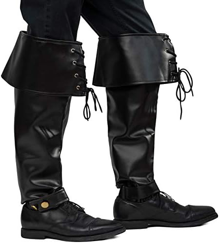 Skeeteen Black Pirate Faux Leather Boots Your Costume Companion