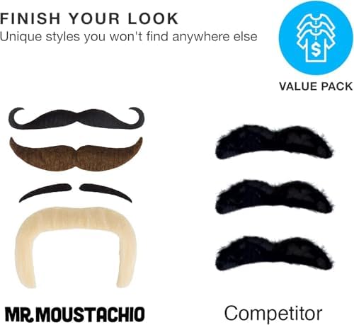 10 Face Mustaches The Perfect Assortment for Halloween costumes