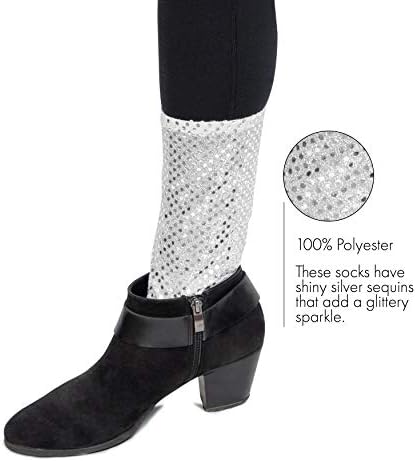 Skeleteen Sparkling Silver Sequin Socks