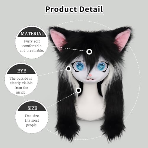 SMILETERNITY Animal Head Cat Fursuit Cut Mask Costume prop