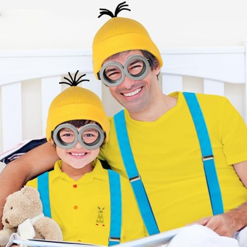 Halloween Set for Adults Funny Look Yellow BeanieGogglesGlovesSuspenders
