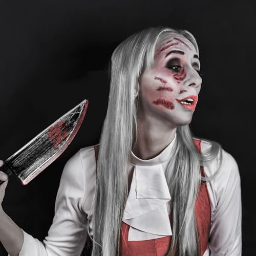Btanadi Fake Knife Spooky Halloween Cosplay Setup with Fake Blood