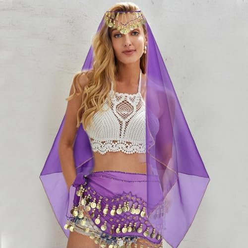Belly Dance Outfit Set for Women - Chiffon Hip Scarf Gold Coins