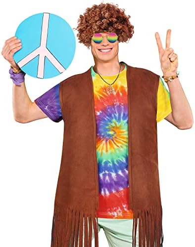 Didaey 5-Piece Hippie Mens Costume Set 60s-70s Themed Party Accessories