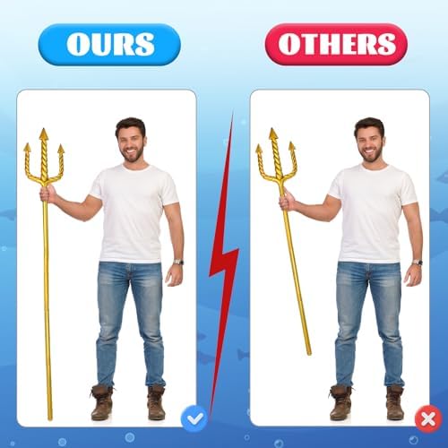 Amlisia 60Inch Gold Trident Plastic Trident King Neptune Costume Accessory