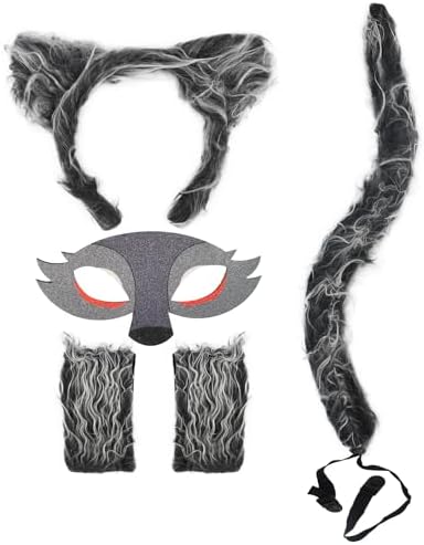 HODRME 5-Piece Wolf Ears and Tail Set