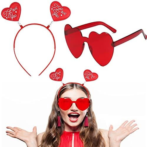 Valentines Red Heart Sunglasses and Headband