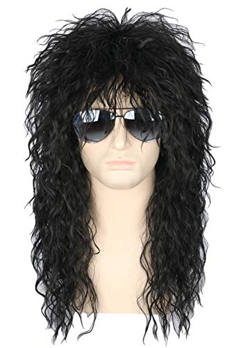 80s Punk Wig Black Mullet for Halloween