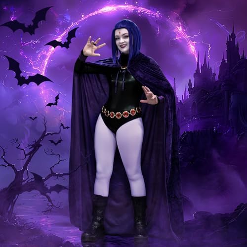 Halloween Womens Cosplay costume Purple Cape Cloak