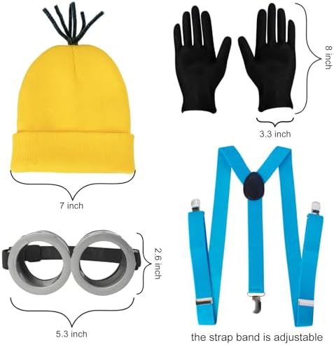 Halloween Set for Adults Funny Look Yellow BeanieGogglesGlovesSuspenders