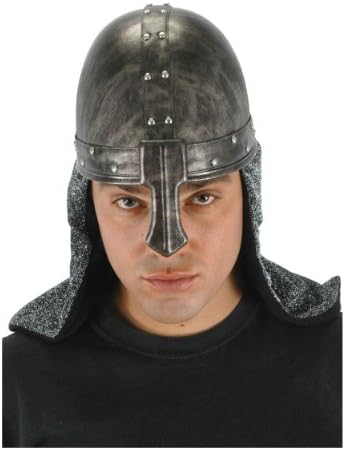 Knight Helmet Hat - Metallic Finish with Chain Metal Drones