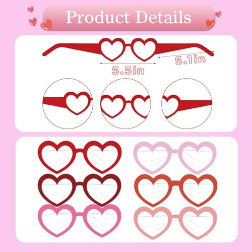 Perfect Valentines Day Heart Glasses for 36 Pairs
