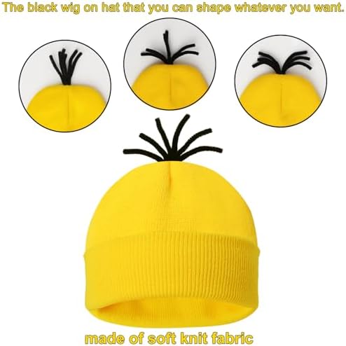 Halloween Set for Adults Funny Look Yellow BeanieGogglesGlovesSuspenders